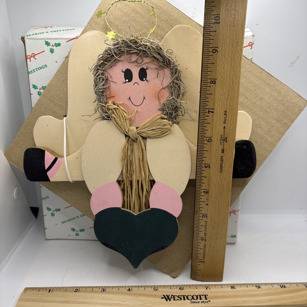Vintage 1997 LTD Wood Christmas Angel Shelf Sitter 3D 10" x 8.75" New - Picture 2 of 4